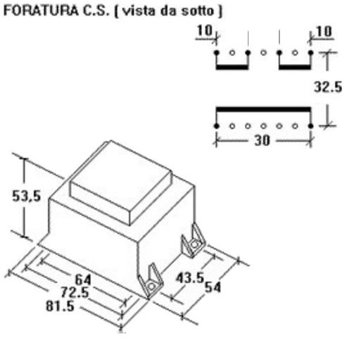 Trasf. prim. 230V sec. 9V-0 9V-0 25VA