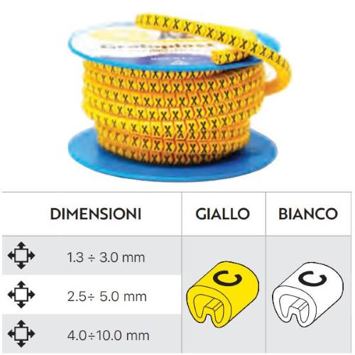 Anello segnacavo a catena, Ø 2,5-4 simbolo 9, Giallo