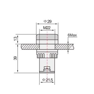 AD22, spia da pannello 220Vac a led, Ø 22 Rossa