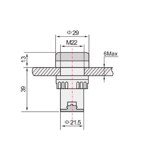 AD22, spia da pannello 220Vac a led, Ø 22 Rossa