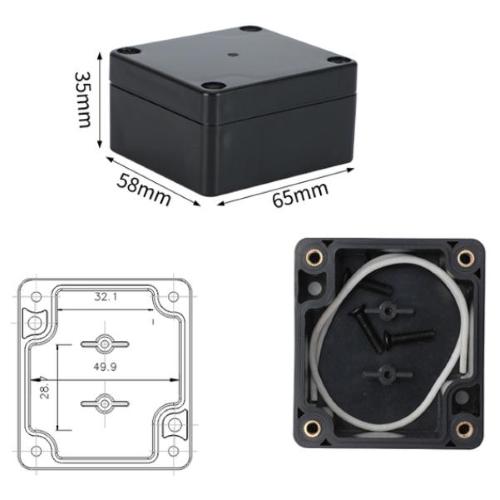 F22, box plastico 65x58x35 IP65, Nero
