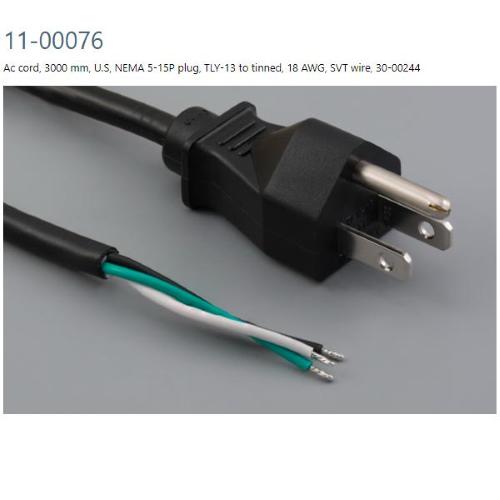 Cavo 3x18AWG L=3m con spina 5-15P