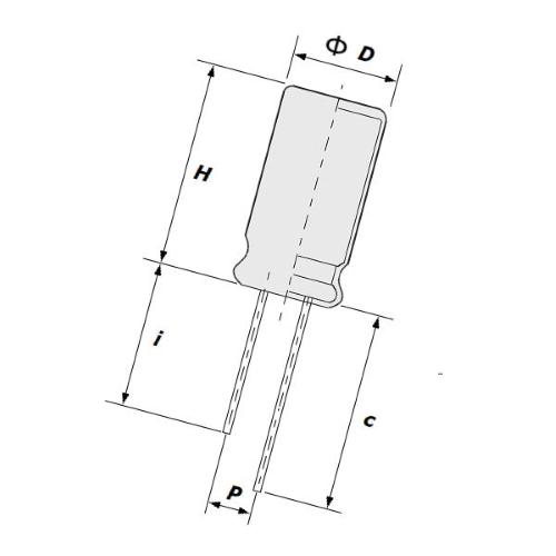 Condensatore El. 470uF 35V V. 10x20/5 85° SK
