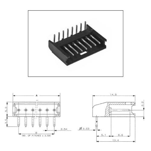 280523-1, connettore maschio 12x1 90° P=2,54