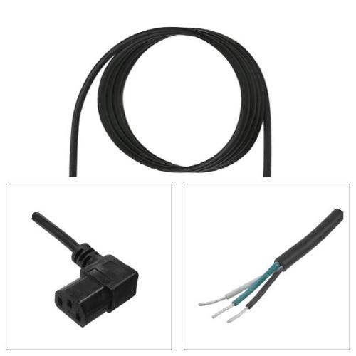 Cavo 3x18AWG L=2m da filo sguainato a presa C13 90° sx, Nero