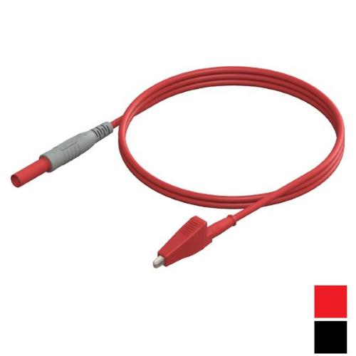 CT3802, cavo da banana D=4 a pinza, L=0,30m Rosso