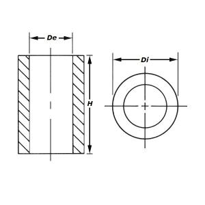 Distanziale H=3,18 Di=2,92 De=4,78 mm, in alluminio