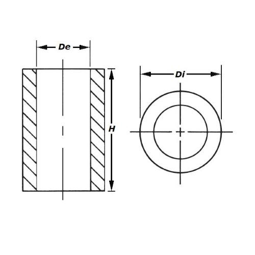 Distanziale H=3,18 Di=2,92 De=4,78 mm, in alluminio