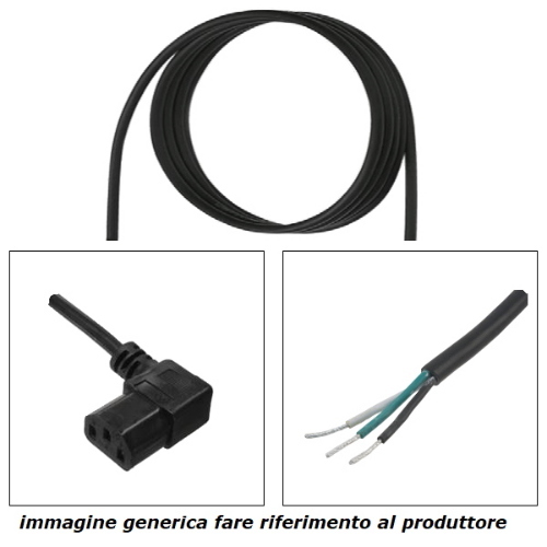Cavo 3x18AWG L=2m da filo sguainato a presa C13 90° sx, Nero
