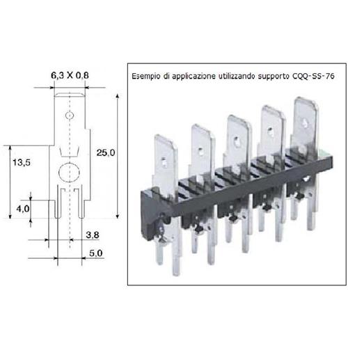 Contatto maschio 6,3 per c.s. P=5,0 L=25