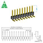 5PH1RDA25, strip maschio 40x1 P=2,54 90° D-type L=12,5