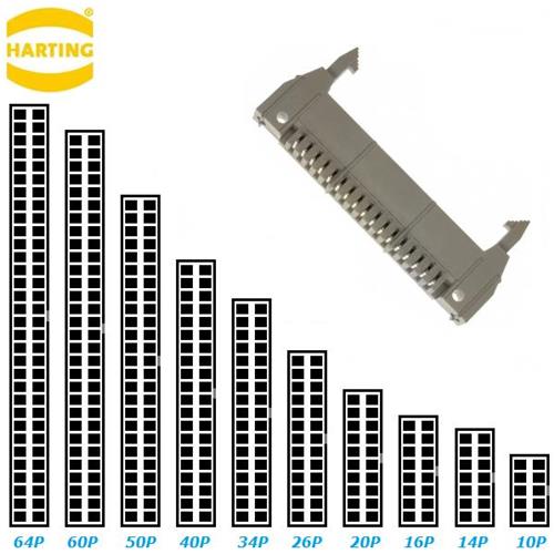 0918, connettore maschio 64 poli P=2,54 con estrattore, 90°